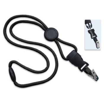 1/4" Polyester Lanyard with Round Slider and Quick Release (Bulldog Clip)