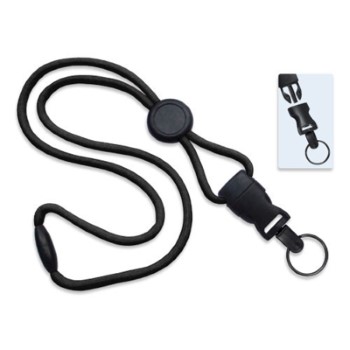 1/4" Polyester Lanyard with Round Slider and Quick Release (Split Ring)