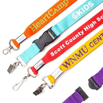 1" Flat Polyester Youth Lanyard with Breakaway