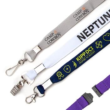 3/4" Flat Polyester Youth Lanyard with Breakaway
