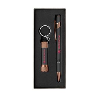 Vector Rose Gold Pen with Flashlight Gift Box Set