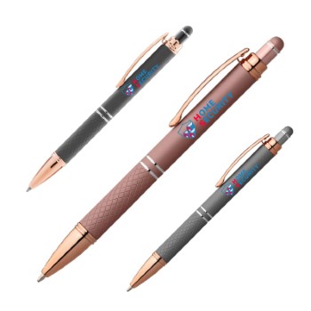 Sirin Softy Rose Gold Metal Pen with Stylus (Full Color Imprint)