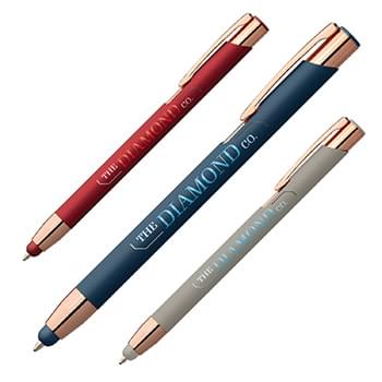 Leo Softy Rose Gold Metal Pen with Stylus (Full Color Imprint)