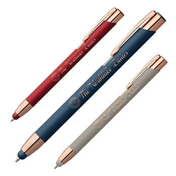 Leo Softy Rose Gold Metal Pen with Stylus (Engraved Imprint)