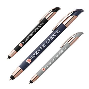 Veneto Softy Rose Gold Metal Pen with Stylus (Full Color Imprint)