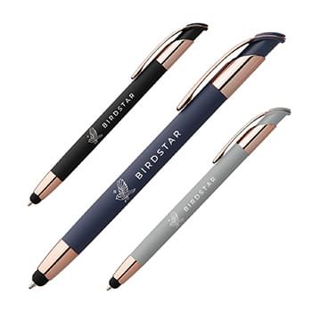 Veneto Softy Rose Gold Metal Pen with Stylus (Engraved Imprint)