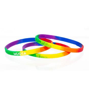 1/4" Segmented Rainbow Silicone Wristband