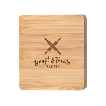 Square Bamboo Coaster with Bottle Opener (2 Color Imprint)