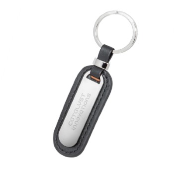 CEO Metal and Faux Leather Keychain (Engraved Imprint)