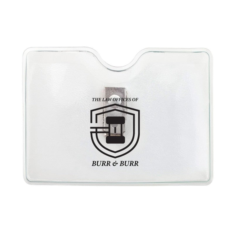 1810-1000-C | 3.81" W x 2.75" H - Horizontal Clear Vinyl Badge Holder (1 Color Imprint)