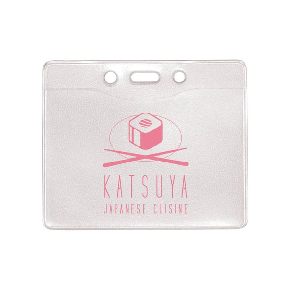 1815-1000-C | 3.60" W x 3.05" H - Horizontal Clear Vinyl Badge Holder (1 Color Imprint)