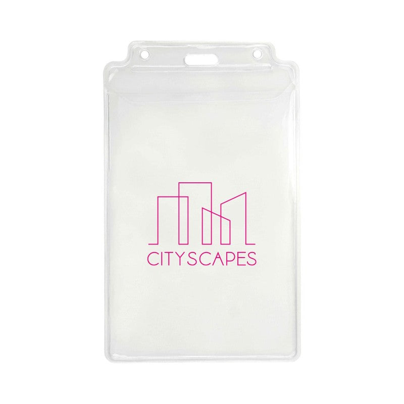 1840-1605-C | 3.88" W x 6.63" H - Vertical Clear Vinyl Badge Holder (1 Color Imprint)