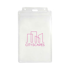 1840-1605-C | 3.88" W x 6.63" H - Vertical Clear Vinyl Badge Holder (1 Color Imprint)