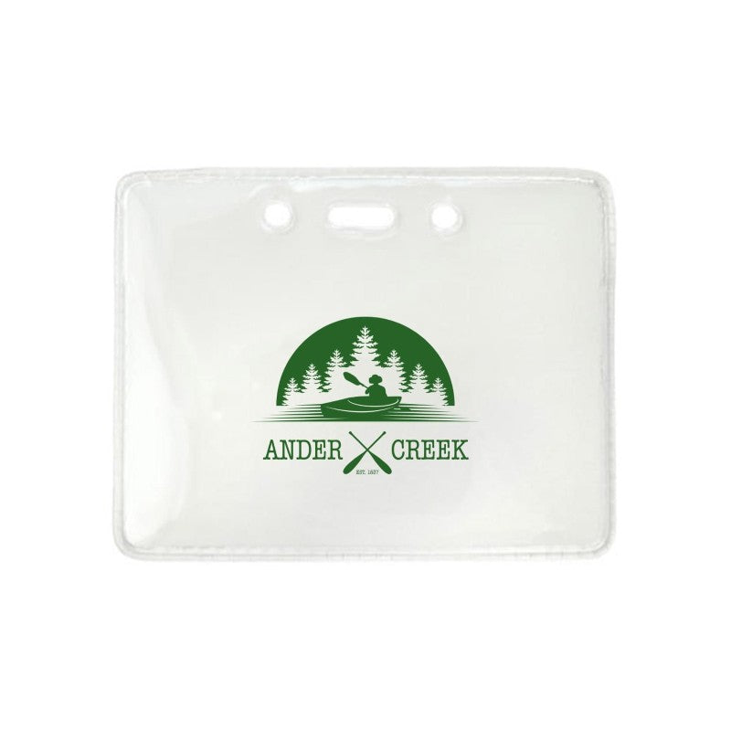 1840-5001-C | 3.80" W x 3.00" H - Horizontal Anti-Static Clear Vinyl Badge Holder (1 Color Imprint)