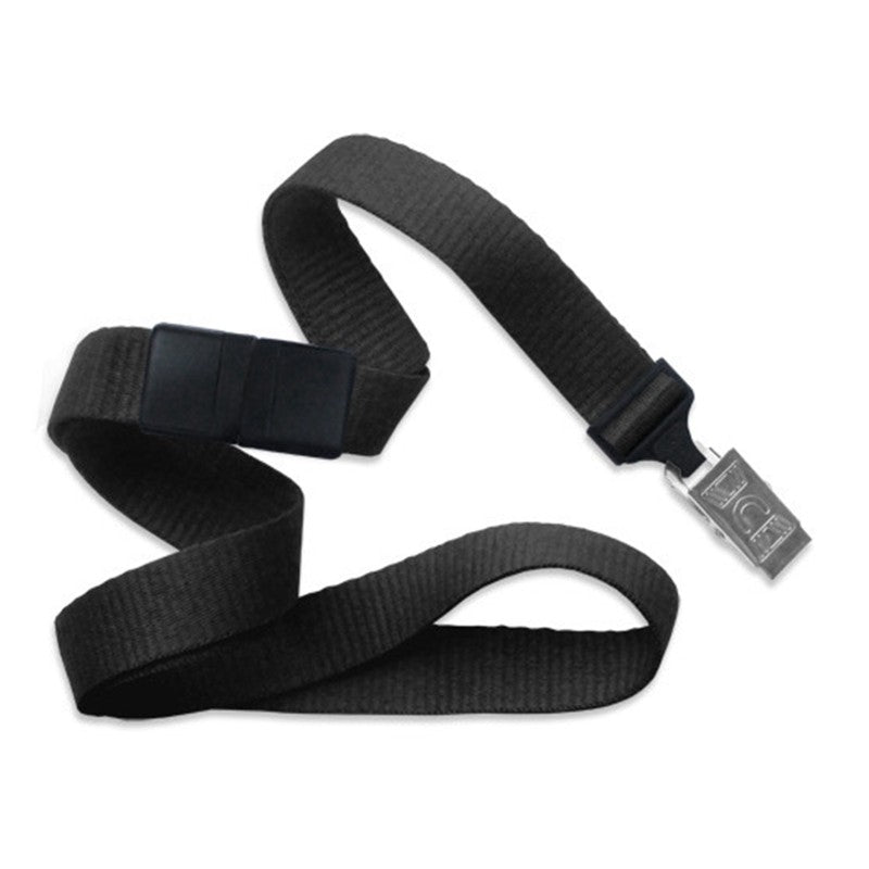 2138-600X | 5/8" Flat Blank Lanyard with Breakaway (Bulldog Clip)