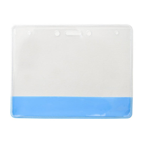 304-CB | 4.00" W x 3.00" H - Horizontal Clear Vinyl Badge Holder with Colored Bar (Blank)