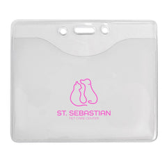 506-J-C | 4.32" W x 4.00" H - Horizontal Clear Vinyl Badge Holder (1 Color Imprint)