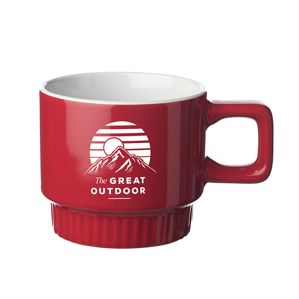 CM25-1 | 10 oz. Ridged Super Stacker Ceramic Mug (1 Color Imprint)