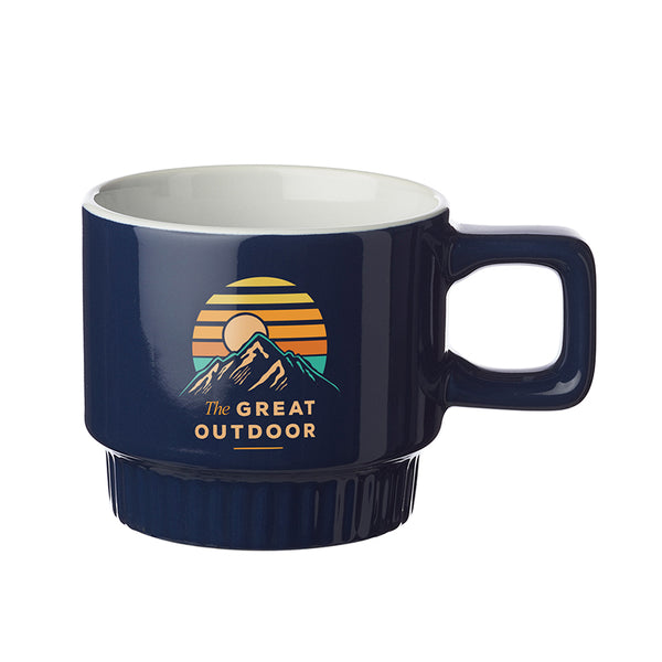 CM25-F | 10 oz. Ridged Super Stacker Ceramic Mug (Full Color Imprint)