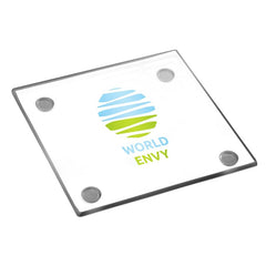 GS-COAST-2 | 4" Glass Square Coaster (2 Color Imprint)