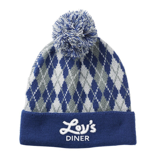 H-ARG-E | Argyle Pattern Pom Beanie (Embroidered)