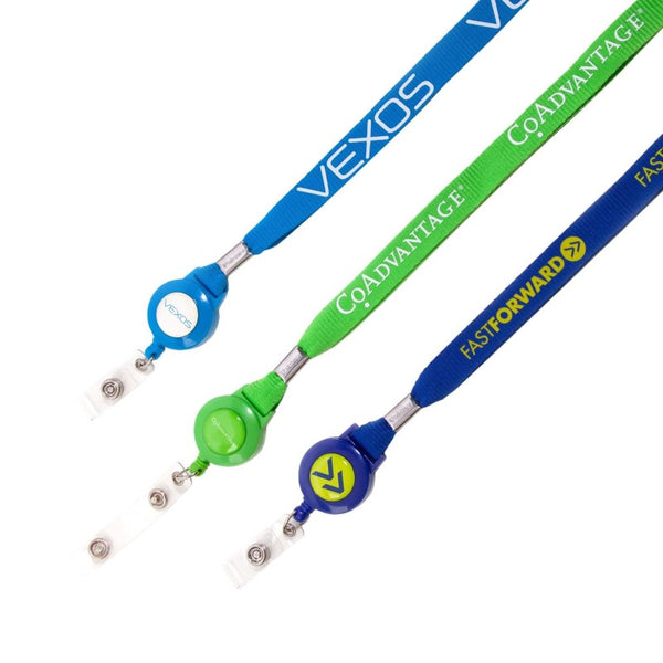 IDP-30-FPL-58 | 5/8" Flat Polyester Lanyard with Badge Reel