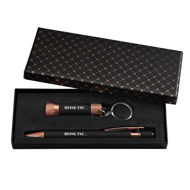 IDP-GLP | Vector Rose Gold Pen with Flashlight Gift Box Set (Criss-Cross)