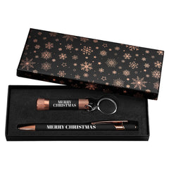 IDP-GLQ | Vector Rose Gold Pen with Flashlight Gift Box Set (Snowflakes)