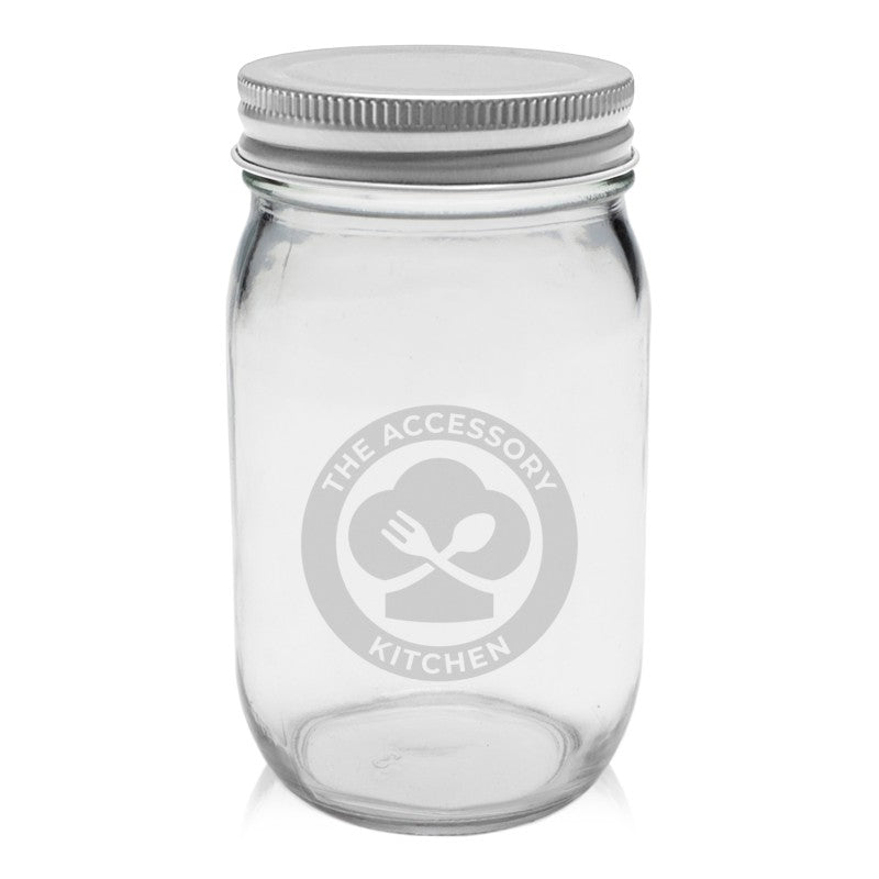MJSC16-E | 16 oz. Mason Jar Storage Container (Engraved Imprint)