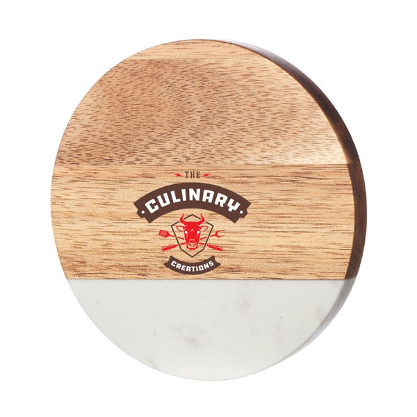 MWBO-COAST-F | Natural Beauty Marble and Wood Coaster (Full Color Imprint)