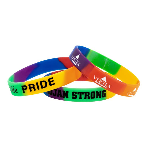 SRSBR-12 | 1/2" Rush Segmented Rainbow Silicone Wristband