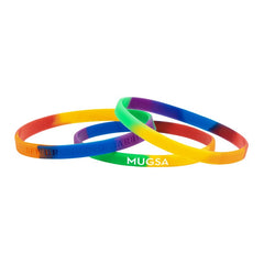SRSBR-14 | 1/4" Rush Segmented Rainbow Silicone Wristband