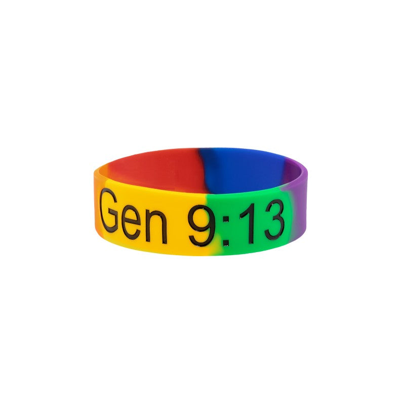 SRSBR-34 | 3/4" Rush Segmented Rainbow Silicone Wristband